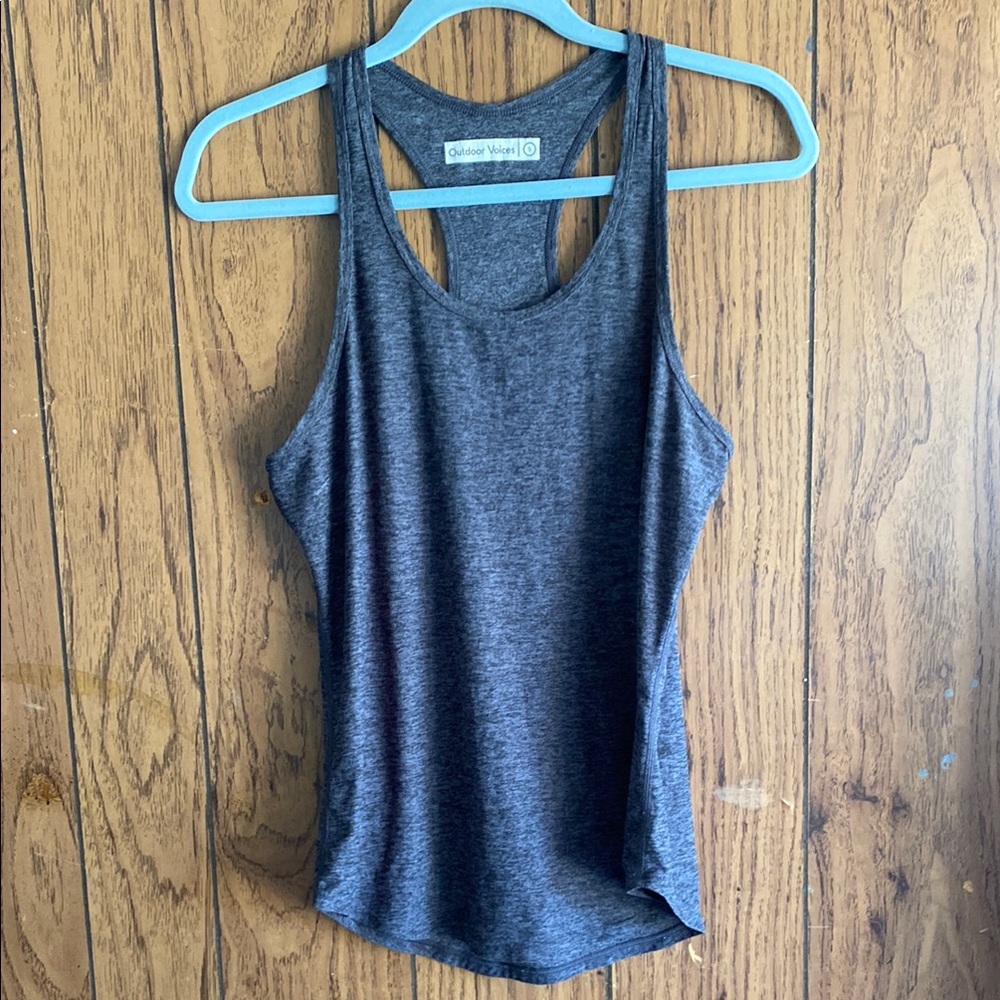 Outdoor Voices Heathered Gray Fitted Sleeveless Tank Top Size S